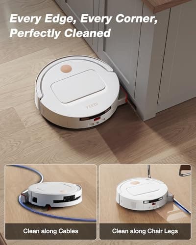 Yeedi M14 Plus Robot Vacuum and Mop with All-in-One Station, 18000Pa, OZMO Roller Instant Self-Washing Mopping, 167℉ Hot Water Mop Washing & Self-Drying, ZeroTangle 3.0, Self-Emptying, White 4
