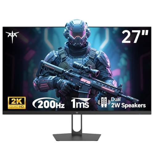 KTC 27 Inch Gaming Monitor - 2K QHD 2560 x 1440 Monitor, Up to 210Hz & 1ms, Bulit-in Speakers, Adaptive Sync, HDR400, 131% sRGB, IPS Monitors Gamer with HDMI 2.0 x 2 & DP1.4 x 2, H27T22C-3