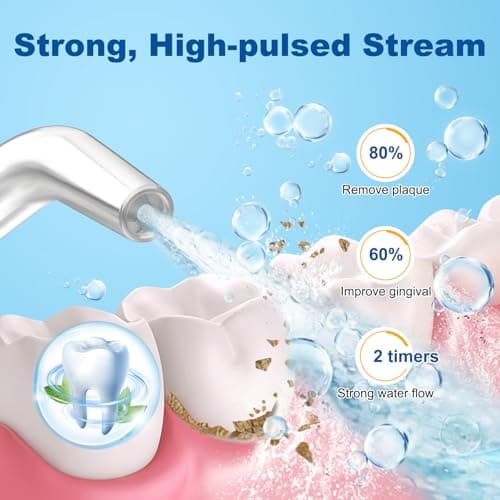 WellLeo Water Flosser for Teeth, 300ML Cordless Oral Irrigator Rechargeable Dental Flosser Picks with 5 Modes 5 Jet Tips,IPX7 Waterproof Teeth Cleaner for Braces Gum Care, Home Travel Use 5