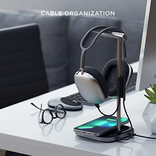 Satechi 2-in-1 Headphone Stand with Wireless Charger – USB Type-C Output Port and Magnetic Wireless Charger – for iPhone 17 to 12 Series, Airpods Pro, and Other Qi-Enabled Devices 6