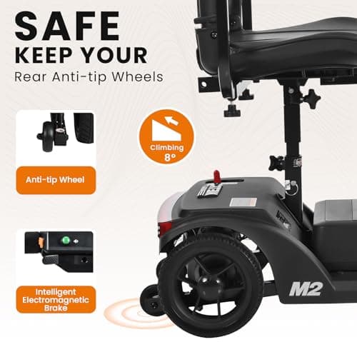 Electric Foldable Mobility Scooter for Adults 4 wheelMobility, 330lbs Max Weight,10-15miles Per ChargeElectric Powered Wheelchair Power Scooters Black 6