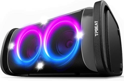 TPBEAT Portable Bluetooth Party Speaker: 160W Peak Powerful Loud Sound Deep Bass Wireless Boombox Large Subwoofer 15 Hours Battery Life Fast Charging with Led Light Show for Outdoor Camping Backyard 7