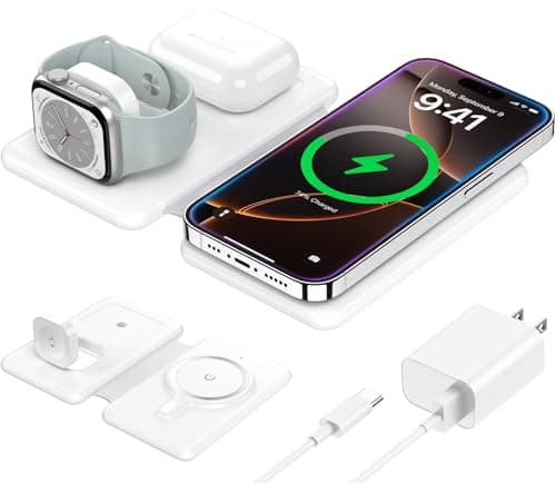 Wireless Charger for iPhone-3 in 1 Charging Station for Apple Multiple Devices, Travel Charger for iPhone 16 15 14 13 12 pro max & AirPods 4/3/Pro & Apple Watch
