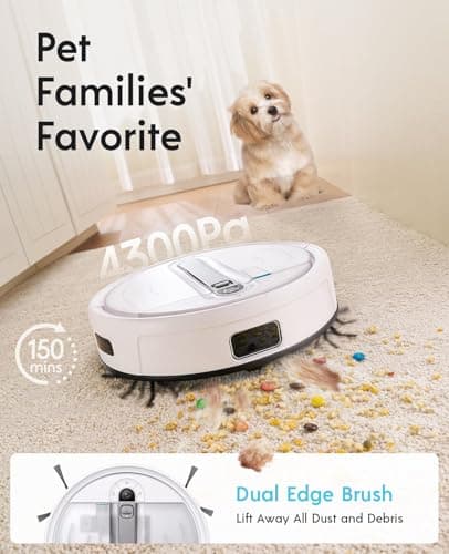 Yeedi Cube Robot Vacuum Cleaner, All-in-1 Vacuum and Mop (Auto Clean+Auto Empty), 5100Pa Suction Power with 180mins Runtime 8mm Mop Lifting, Compatible with Alexa 5