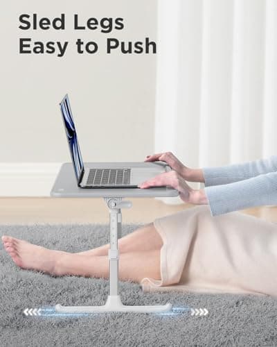 SAIJI Leather Lap Desk Laptop Bed Tray Table, Adjustable Laptop Stand for Bed, Portable Lightweight Standing Desk for Writing Eating Reading Couch Sofa Floor for Adults Kids (20.5"*11.8",Gray) 7