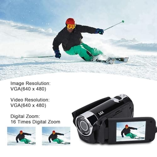 Handheld Video Camcorder FHD 16x Digital Zoom, Tragbar Digital Camera with COMS Sensor, Builtin Speaker, 270 ° Rotary Screen, Video Camera for Kids(Black) 5