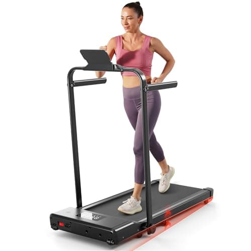Walking Pad Treadmill with Incline and Handle Bar, 300lbs Capacity Folding Treadmills for Home Small Space 3.0 HP Under Desk Walking Pad Portable Compact Treadmill with Remote Control, APP
