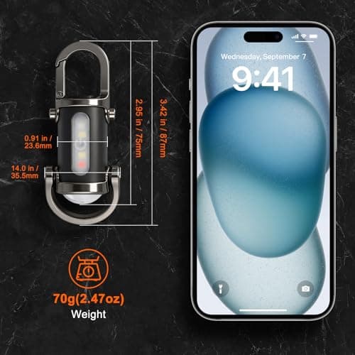 Ciwuzxs Rechargeable Keychain Flashlights, 800 Lumens EDC Mini Flashlights, COB Keychain Work Light Flashlights 7 Light Modes, Bright Mini Keychain Light for Walking, Searching and Hiking 7