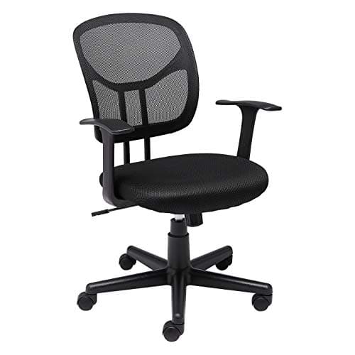 Amazon Basics Breathable Mesh Mid-Back Office Desk Chair with Armrests, Lumbar Support, 360-Degree Swivel, Adjustable-Height, Black