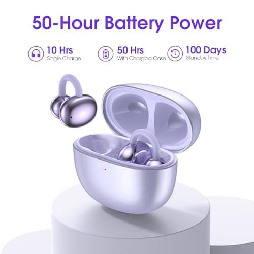 LIVIKEY Clip-On Earbuds, Lightweight Comfort with Anti-Drop Design Open Ear Earbuds Bluetooth 5.4, 50H Battery Open Ear Headphones, Waterproof, Perfect for Glasses Wearers, Sports and Workouts 5