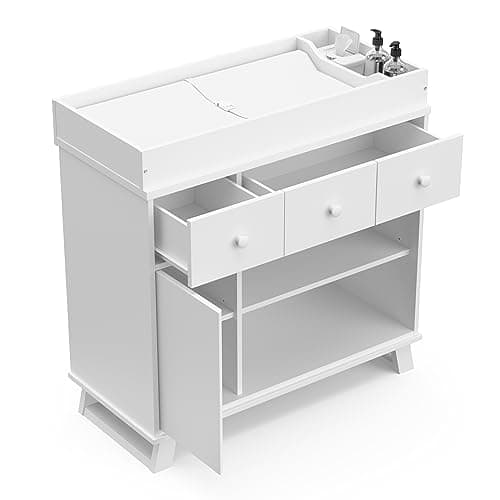 Storkcraft Modern Nursery Changing Table Dresser Combo (White) – GREENGUARD Gold Certified, Dresser for Nursery, Changing Table with Drawers, Removable Changing Table Topper 6