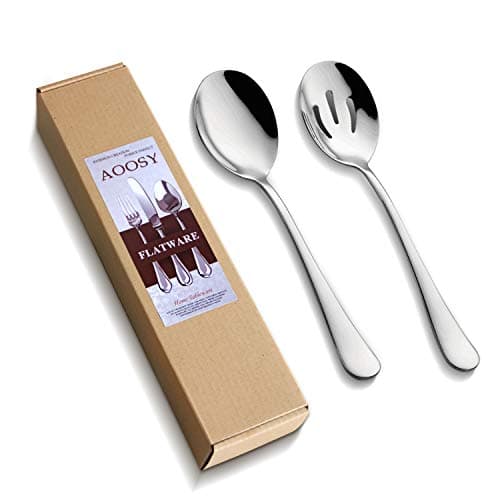 AOOSY Serving Spoons x 3, Slotted Spoons x 3, 8.7 inches Utility Advanced Performance Skimmer Perforated, Stainless Steel Serving Utensils Set for Buffet Can Banquet Cooking Kitchen Basics 7