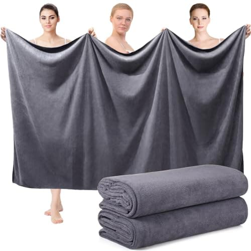 Mixweer 2 Pcs Oversized Bath Towels, 40 x 80 Inch Giant Microfiber Jumbo Bath Sheets Ultra Soft Bathroom Microfiber Quick Dry Absorbent Shower Towels for Spa Camping Beach (Dark Grey)