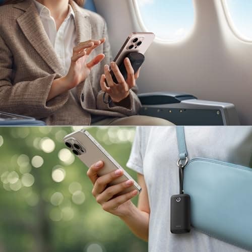 iWALK Mini Portable Charger 10,000mAh, 22.5W USB-C Fast Charging Power Bank with Built-in Cable, Travel Essential Ultra-Small Battery Pack Compatible for iPhone 17/16/16 Pro/15, Samsung, Google, Black 6