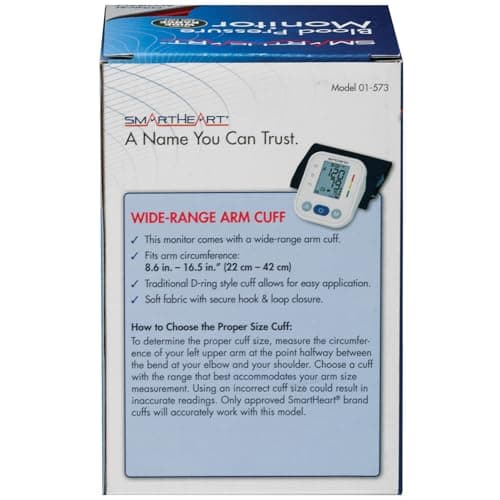 SmartHeart Blood Pressure Monitor | Wide Range Arm Cuff | 2-Person Memory | 198 Total Reading Storage | Excessive Movement Indicator | Easy to Use Automatic Inflation and Deflation 5