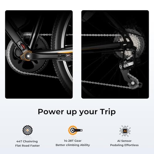 Jasion EB5 Electric Bike for Adults with Peak 500W Brushless Motor, 40Miles 20MPH Commuting Electric Mountain Bike with 360Wh Removable Battery, 7-Speed, 26" Tires and Front Fork Suspension 5