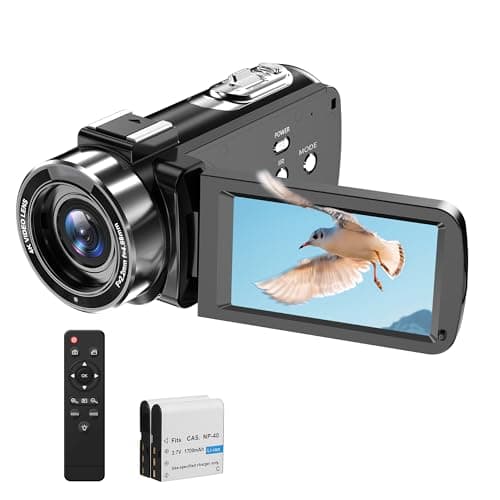 KOMERY 4K Camcorder Video Camera UHD 56MP Night Vision YouTube Camera 16X Digital Zoom 3.0 Inch IPS Screen 4K Video Camera for Filming with Camera Remote Control, Batteries(Black)