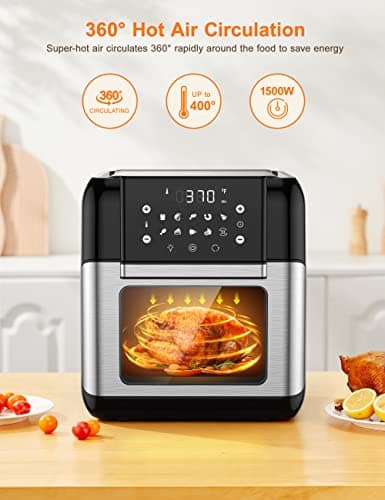 Innsky 10.6 Quart Air Fryer Oven with Rotisserie & Dehydrator, 【Patent & Safety Certs】10-in-1 Air Fryers Toaster Oven Combo, Airfryer Countertop Oven, 6 Accessories, 32+ Recipes, ETL Certified, 1500W 6