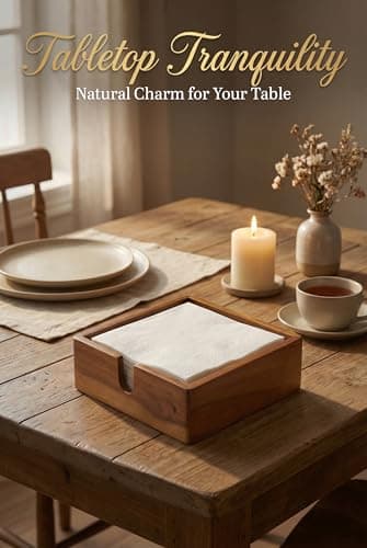 Acacia Lunch Napkin Holder 7.8 x 7.8 inches for Dining Table and Kitchen – Napkin Dispenser Made from Brown Acacia Wood – Premium Quality Feel for Dessert Beverage Party Dinner Luncheon Bar Table 5