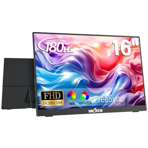 InnoView 16" 180Hz Portable Monitor (Support 165Hz 144Hz 120Hz) FHD1920×1200 100% sRGB Laptop Screen Extender | 2 x Type-C & HDMI Portable Monitor Compatible with 144hz/Macbook/Switch/PS5/Xbox