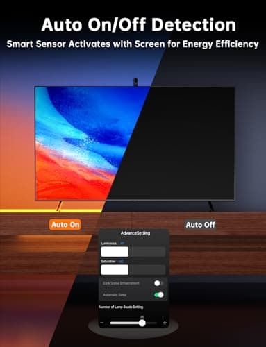 FFJ TV LED Backlight with Sensor, 14.7ft Cuttable RGB Lights That Change with TV for 55-65 Inch Screen and PC Monitor, Smart App Control, Game & Music Sync Color Changing Light 7