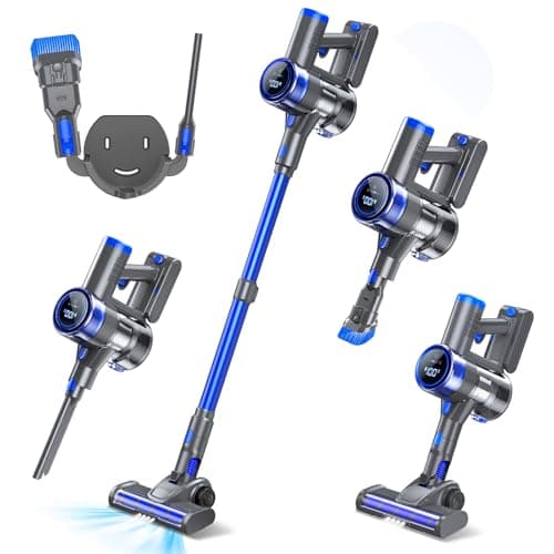 Cordless Vacuum Cleaner, 33Kpa/400W Stick Vacuum Cleaners with 45Min Detachable Battery, 6-in-1 Lightweight Cordless Stick Vacuum Cleaner for Home Hardwood Floor Pet Hair Carpet