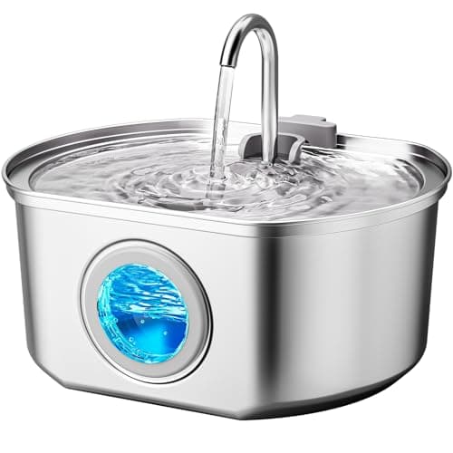 Cat Water Fountain Stainless Steel: 108oz/3.2L Cat Fountain for Drinking - Pet Water Fountain Inside - Automatic Dog Watering Dispenser Bowl - Pet Feeding & Watering Supplies - Water Level Window