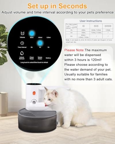 GOYJOY Smart Pet Water Fountain,Filterless Cat Water Fountain No Filter,3L/102oz Ultra Silent Cat Fountain, Separation Design(Includes A Silicone Food Mat) 5