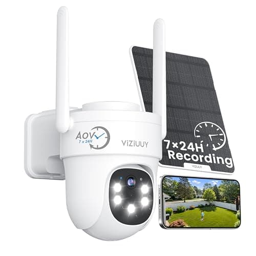 VIZIUUY AOV Security Camera, 24H Continuous Recording Security Cameras Wireless Outdoor, WiFi 6, 2K Solar-Powered Cameras for Home Security, 360° PTZ, Auto Tracking, 512G Local Storage(Not Include)