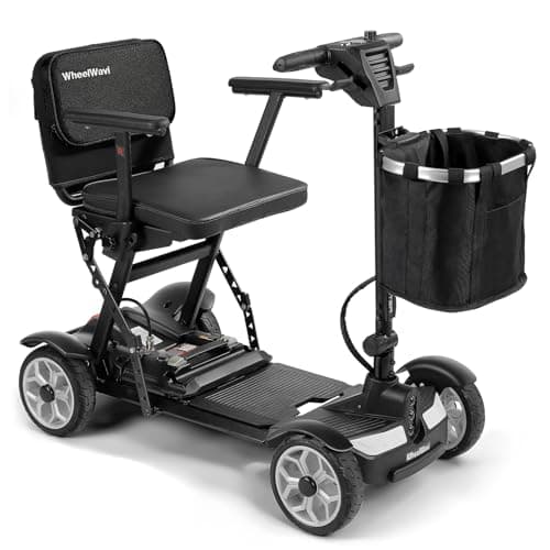 20 Miles Range Foldable Mobility Scooter for Adults & Seniors - 47lbs Lightweight 4-Wheel Travel Electric Scooter with Removable Battery & LED Lights, 300lb Weight Capacity (Blue)