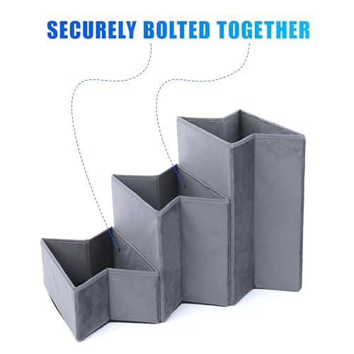 EASIFY Grey Pet Stairs for Small & Medium Dogs - Velour 3-Step for Bed & Couch 7