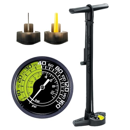 GIYO Bike Floor Pump - 3" Dual Scale Gauge - Road & MTB | One Handed Operation -Clever Valve for Presta & Schrader | Max 160PSI Steel Barrel (GF27)
