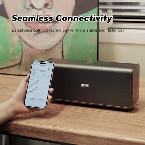 DOSS SoundBox Ultra Bluetooth Speaker with 2.1 Channel Audio, 80W Superior Sound with Deep Bass, Two DSP Technologies, 18H Playtime, BT 5.3, Wireless for Home, Office, Livingroom-Grey 7