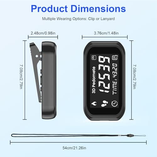 Pedometer Step Counter for Walking, Running & Fitness - Accurate Step & Calorie Tracker with LCD Display, Waist Clip & Armband, Rechargeable Battery 7