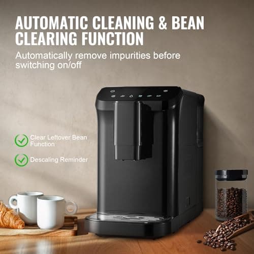 VEVOR Automatic Espresso Machine - Built-In Grinder, 15 Bar Auto Coffee Machine with 15-Level Grinding Settings, Professional Espresso Coffee Maker with 1.5L Water Tank and 180g Bean Hopper 5