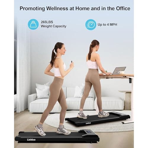 Lichico Walking Pad Under Desk Treadmill, Portable Small Walking Treadmill for Home and Office, 2.5HP Super Quiet Brushless Motorized Walking Jogging Running Machine with Remote & App Control 5