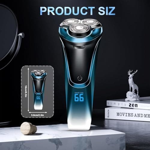 Snapbuy Electric Razor for Men,Snapbuy Razor,Electric Shavers for Men, 4D Floating Head Rotary Shaver,Ipx7 Waterproof, 2025 New Electri c Shaver with LCD Display & Quiet Motor,Fast Charging(Blue) 6