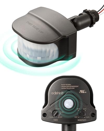 EDISHINE 240° & 360° Motion Sensor, Replacement Motion Detector for Outdoor Lights, Adjustable Time & Detection Range Up to 60FT, 3 Modes PIR Motion Sensor for Floodlight, Brown, UL Listed