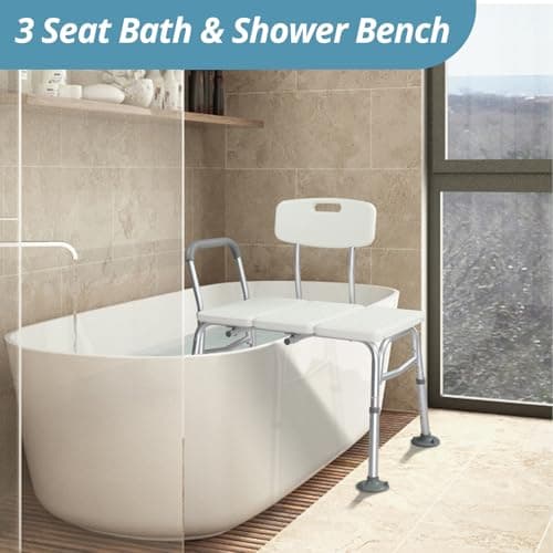 Winado Tub Transfer Bench for Bathtub with Backrest & Padded Armrest, Supports up to 330 lbs Aluminium Alloy Bath Chair Seat, White 6