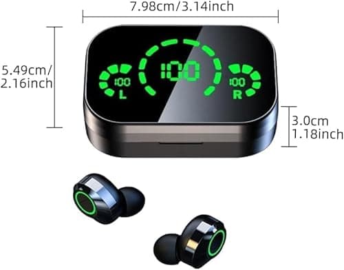DCBCODGAL Wireless Earbuds,Wireless Heasphone, Bluetooth 5.4 Mini Earphone Headphones IPX7 Waterproof,20 Hours Playing Time,Touch Control HiFi Digital LED Display Charging Case for Smart Phone 6