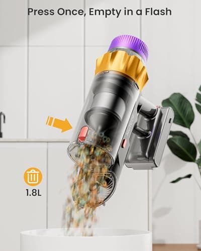 Cordless Vacuum Cleaner, 550W 45KPA 70 Mins Vacuum Cleaners for Home, Self-Standing Cordless Vacuum with Charging Dock Station, LED Display, Upgraded Anti-Tangle Stick Vacuum for Pet Hair/Carpet/Floor 7