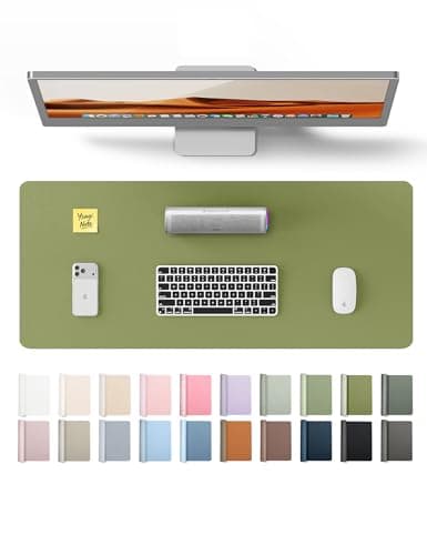YSAGi Leather Desk Protector, Office Mat, Large Mouse Mat, Non-Slip PU Leather Blotter, Laptop Desk Pad, Waterproof Writing Pad for Office and Home (Green, 23.6" x 13.8")