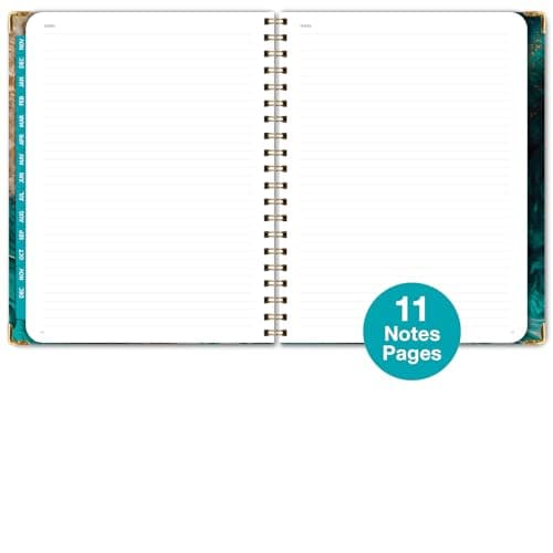 HARDCOVER 2024 Planner: (November 2023 Through December 2024) 8.5"x11" Daily Weekly Monthly Planner Yearly Agenda. Bookmark, Pocket Folder and Sticky Note Set (Teal Gold Marble) 7