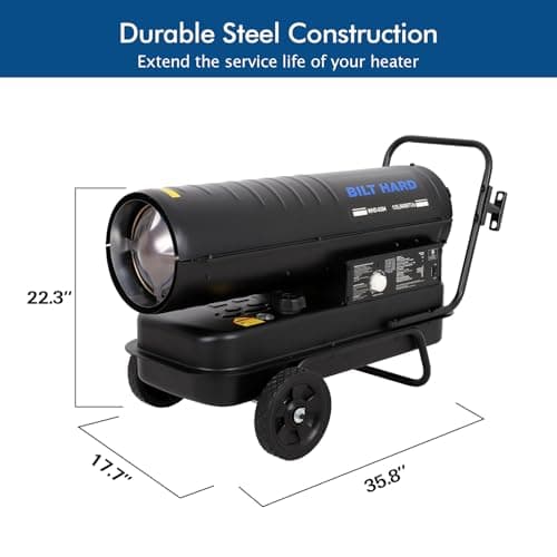 BILT HARD 135,000 BTU Forced Air Kerosene Diesel Heater with Wheels, Portable Torpedo Space Heater with Thermostat Control for Outside, Jobsite, Garage, and Construction Sites, CSA Certified 7