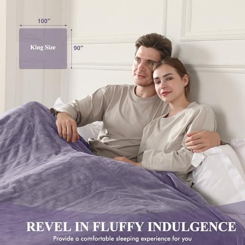 COZYTY Electric Blanket Heated Blanket King Size, Super Soft Cozy Upgraded Flannel Heating Blanket Dual Control with 5 Heating Levels & 10 Hours Auto Off, Overheat Protection, 100" x 90", Lavender 5
