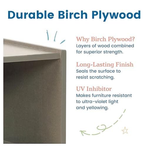 ECR4Kids Streamline 3-Section Toddler Coat Locker with Bench, Classroom Furniture, Grey Wash 6