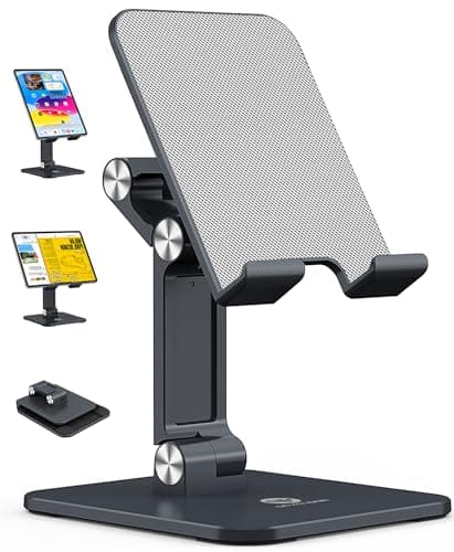 OCYCLONE iPad Stand for Desk - Adjustable Foldable Tablet Stand Holder for iPad Accessories Display Stand PC Office Accessories, Black