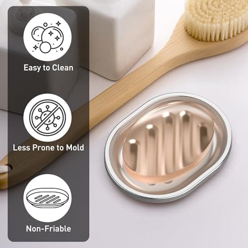 Soap Dish,Stainless Steel Soap Holder with Drain Spout,Brushed Metal Soap Saver for Bathroom Shower, Bathtub, Kitchen Sink,Durable and Stylish 5