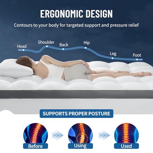 Memory Foam Mattress Topper King Size for Back Pain Relief with 6"-18" Deep Pocket (78"x80") 5