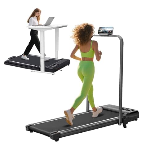 Walking Pad with Incline and Handle Bar, 320LBS Capacity Small Treadmills for Home Small Spaces, 3.0HP Portable Electric Treadmill with Handles for Home, 0.6-6.2MPH Foldable Under Desk Treadmills